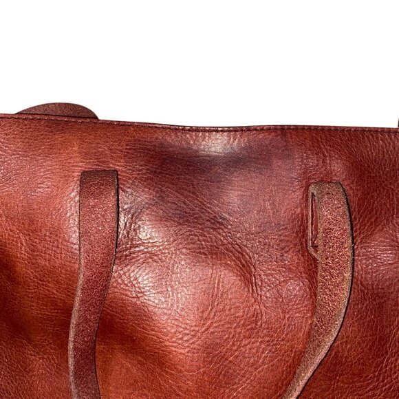 Madewell Womens Large pebbled Leather Transport Tote Bag wine Brown 2018 neutral - Picture 7 of 15